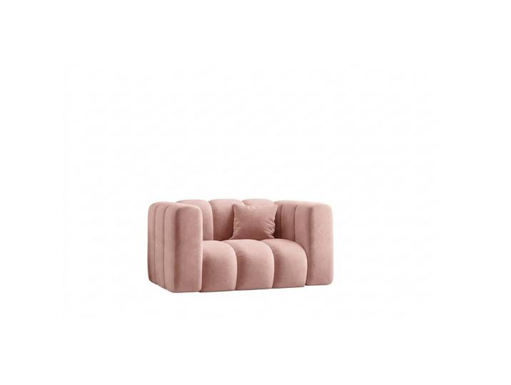 Kaiser Möbel Sessel Modularer, Modernes Design, Velvet-Stoff Riviera, Hellrosa, Grand, Holz, 137x70x89 cm, Wohnzimmer, Sessel, Polstersessel