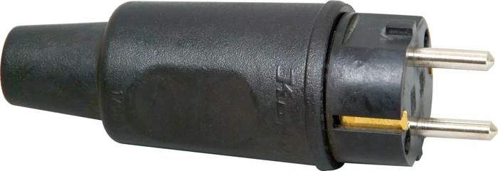 Kopp Vollgummi-Schutzkontakt-Stecker, bis 3x2,5mm², schwarz