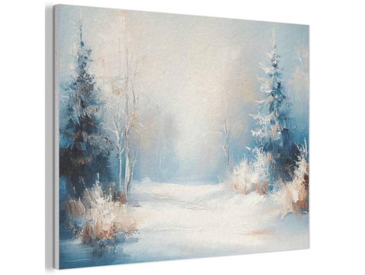 MuchoWow Akustikpaneel Wald - Winter - Natur - Abstrakt - Schnee 80x60 cm, Weiß, Kunststoff, Rechteckig, 80x60x0.9 cm, Tapeten & Wandverkleidungen, Akustikpaneele