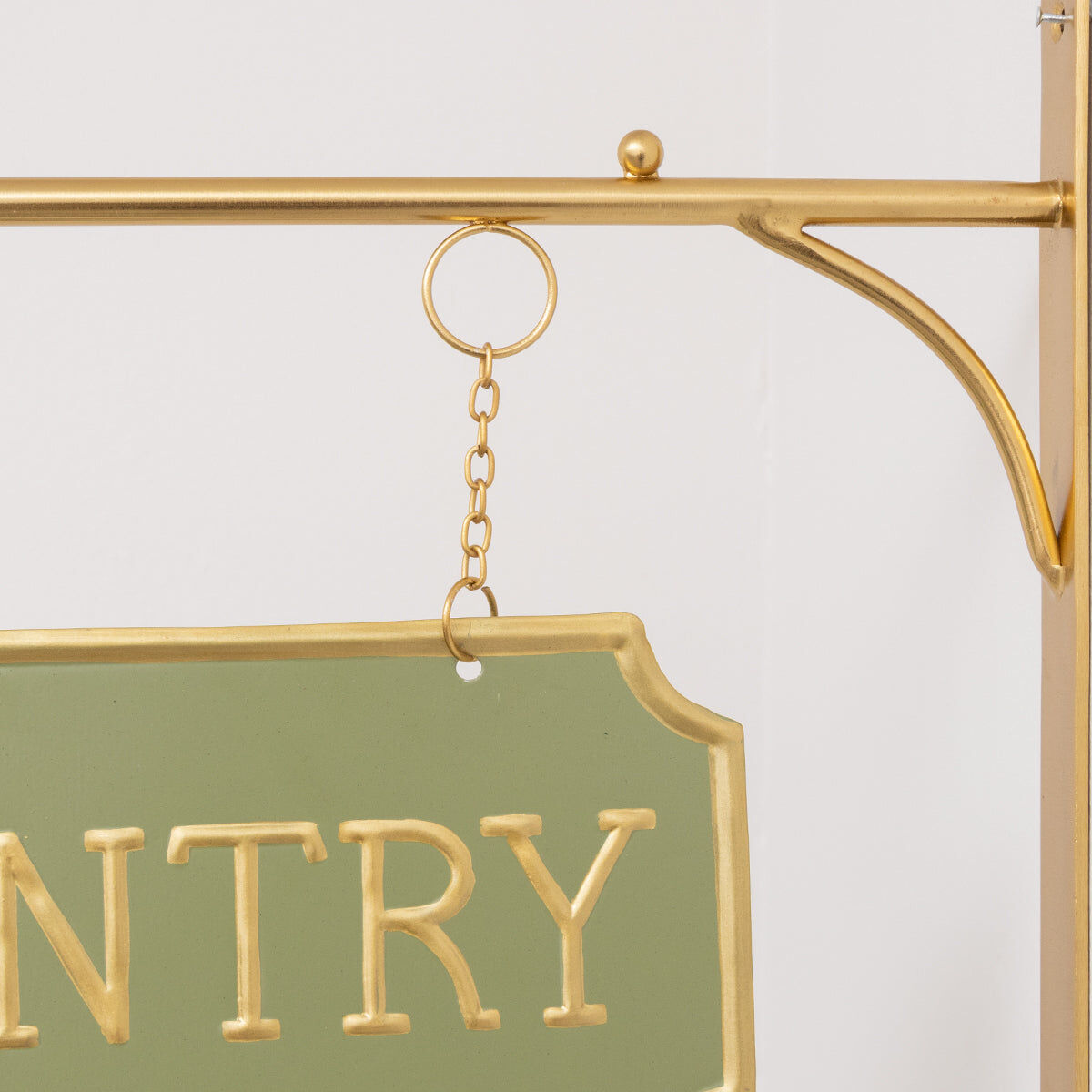 Gold and Sage Green Metal Wall Mounted Hanging Pantry Sign Metal
