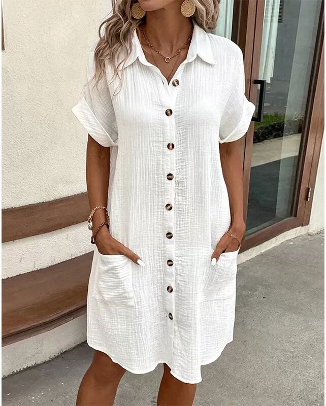 INF Elegantes weißes Kleid: Bequemes und stilvolles Design M