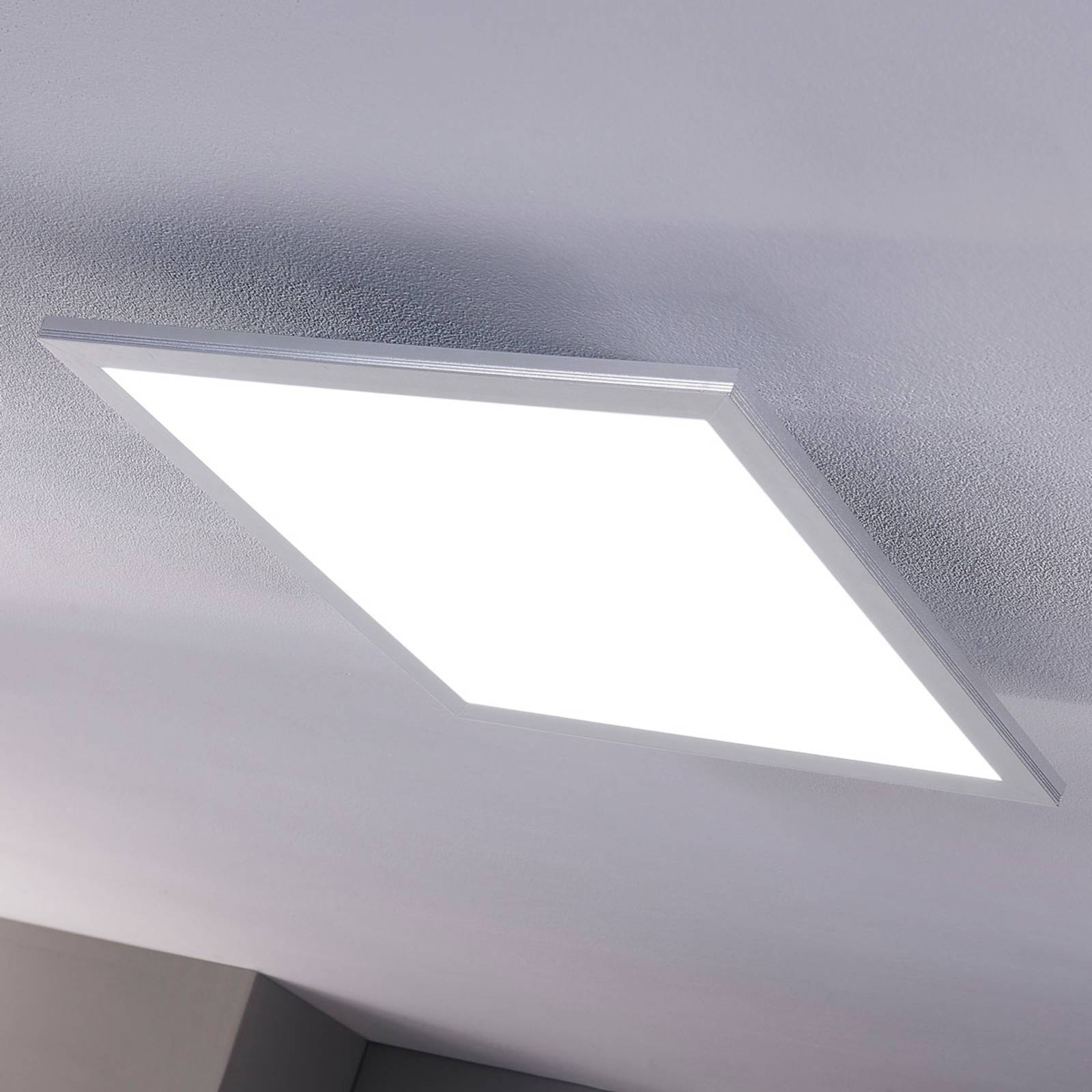 LED Panel Livel Lindby, dimmable, Alu / grey / zinc, Kitchen, Plastic, Modern, LED Panel
