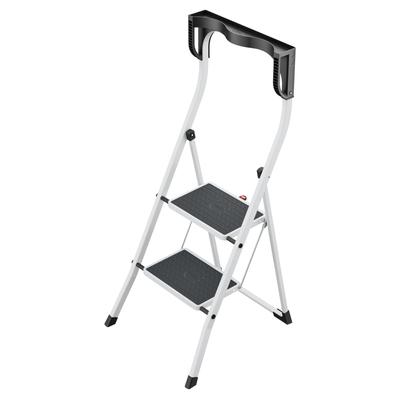 Trittleiter HAILO "ComfortLine", weiß, B:48cm H:110cm L:55cm, Kunststoff, Stahl, Leitern, belastbar bis 150 kg