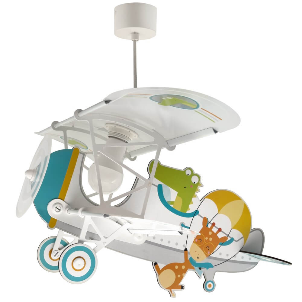 Dalber Kinder hanglamp Plane met krokodil, multicolor, dimbaar