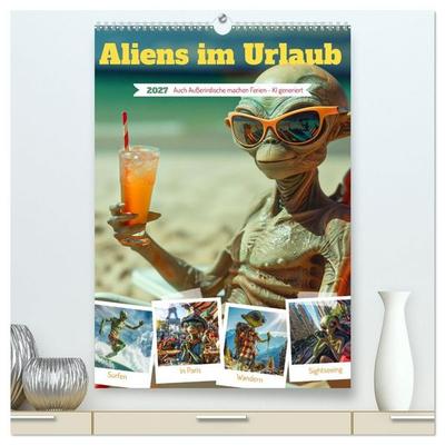 Aliens im Urlaub (hochwertiger Premium Wandkalender 2027 DIN A2 hoch), Kunstdruck in Hochglanz