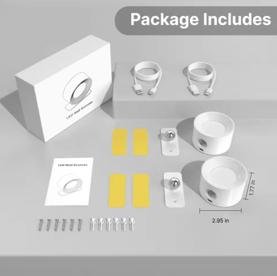 Inspire Picks 360 Rotatable Rechargeable LED Wall Lamp Modern Nordic Adjustable Wall Light With 2000mAh Battery 2pcs White