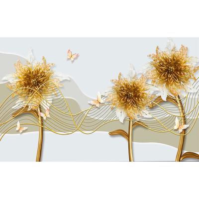 Fototapete PAPERMOON "Muster mit Blumen und Schmetterlingen", bunt, B:5m L:2,8m, Vlies, Tapeten