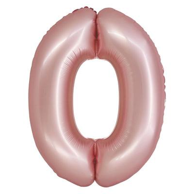 XL Folienballon roségold rosa matt Zahl 0