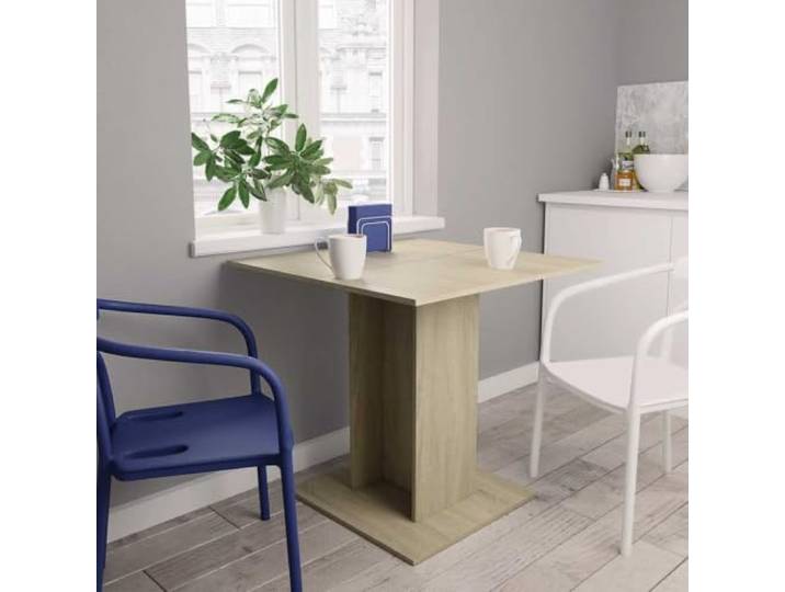 HEFZGDB Esstisch Sonoma-Eiche 80x80x75 cm Holzwerkstoff Quadratisch Stabiler Sockel Minimalistisch Langlebig Robust Einfache Reinigung Essbereich Tisch