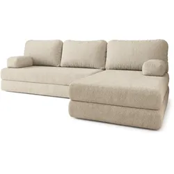 ECKSOFA LEA modulares Boneless Sofa mit Schlaffunktion Creme Boucle-Stoff