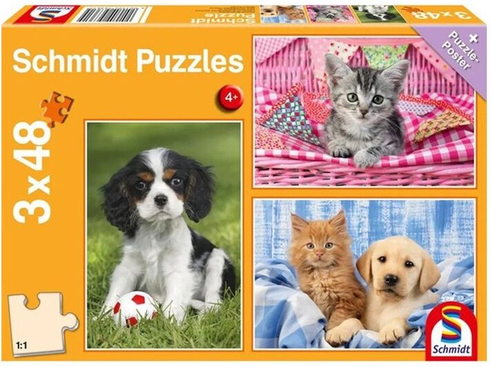 Puzzles 3 x 48 pcs Mes chiots et chatons préférés - Puzzles Schmidt
