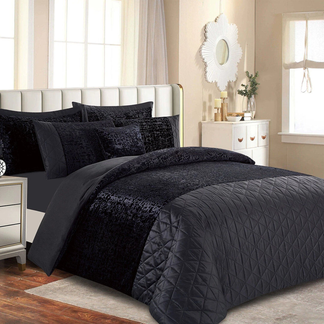 Household Furnishing Geometric Duvet Cover with Pillowcases Black Kingsize Duvet Cover + 2 Standard Pillowcases