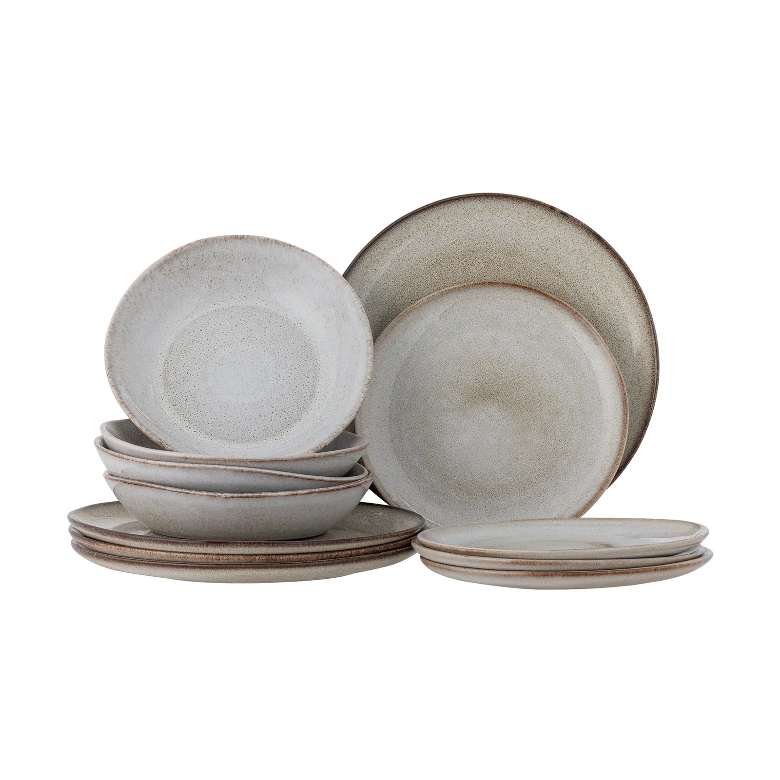 Bloomingville Sandrine servies set van 12 stuks beige en bruin van keramiek en steengoed