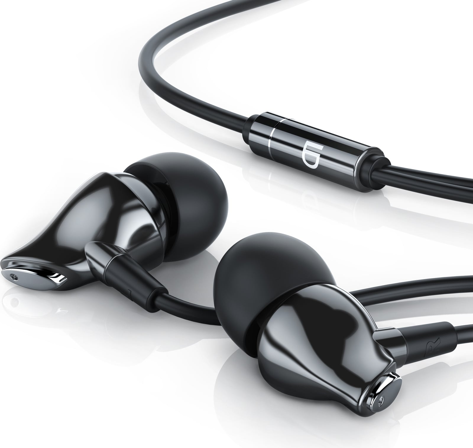 LIAM&DAAN In-ear hoofdtelefoon met 8mm driver en aramide kabel, zilver/zwart