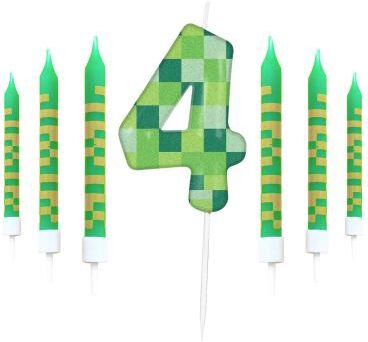 Uplift Treasures Pixel Theme Number Birthday Candles Set For Cake Decoration 4