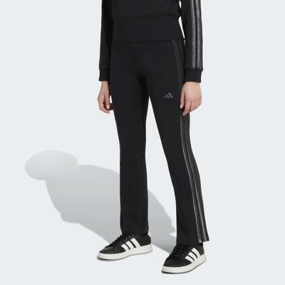 Leggings ADIDAS SPORTSWEAR "SATIN, AUSGESTELLT", Mädchen, Gr. 140, N-Gr, schwarz (schwarz, grau six,), Obermaterial: 93% Baumwolle, 7% Elasthan, Hosen Leggings