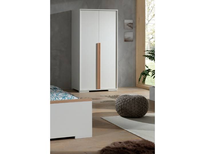Kleiderschrank VIPACK London , weiß, B:98,5cm H:195,2cm T:56cm, Holzwerkstoff, Schränke, Kleiderschrank Drehtürenschrank, mit Melamin-Oberfläche und Soft-Close