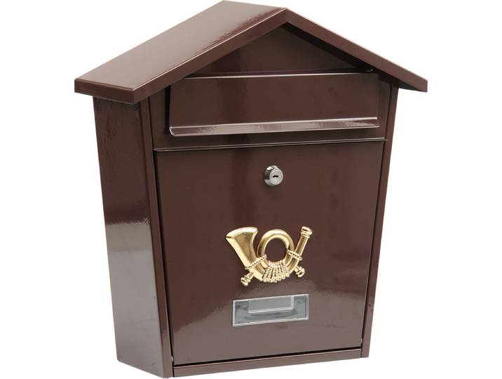 VOREL Brievenbus Bruin met 2 sleutels - 370x320x105 mm