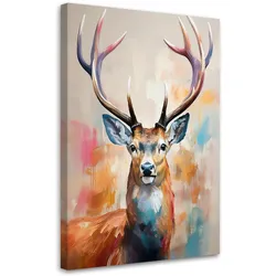 WANDBILD hirschtiere bemalt