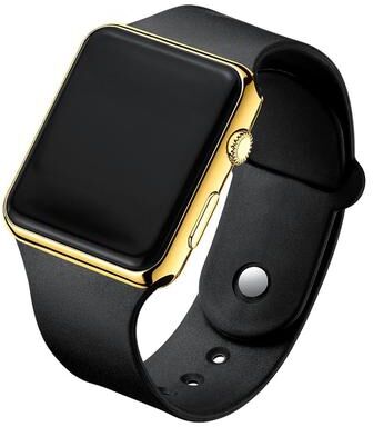 Friendly Fresh Finds Fashionable LED Digital Watch For Men & Women Black Silicone Wristband, Casual Sports Watch gold
