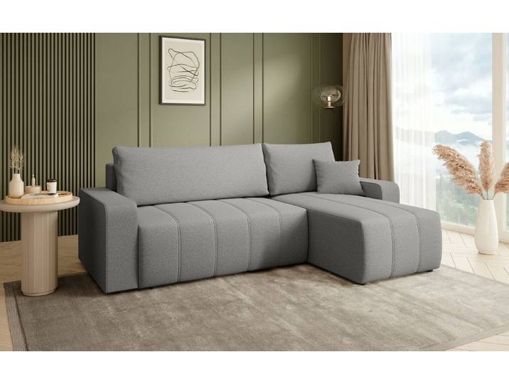 Beautysofa Ecksofa MORI, universelle Seite, mit Schlaffunktion, mit Bettkasten, L-Form, universelle Ottomane, große Liegefläche 120x200 cm