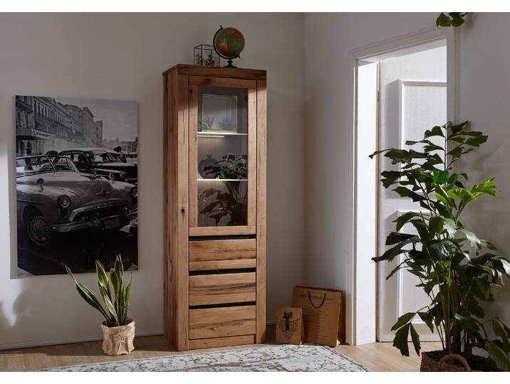Vitrine Wild-/Zerreiche 62x42x191 natur geölt MONTREUX #121