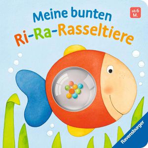 Ravensburger Spielbuch 42165, Meine bunten Ri-Ra-Rasseltiere, ab 6 Monate, Bilderbuch mit Rassel