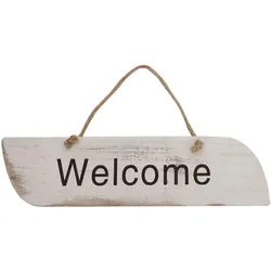 WANDSCHILD WILKOMMEN SHABBY-LOOK Reinweiß