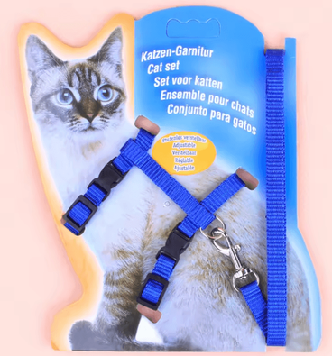 Inspire Curations ComfortFit Adjustable Cat Harness And Leash Set blue
