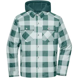 Hemdjacke Karo mit Kapuze "JN1872" - L - grün/grau