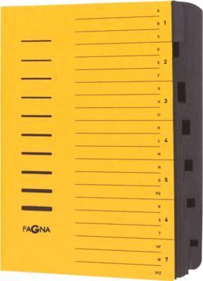 PAGNA Ordnungsmappe, für DIN A4, 7 Fächer, Pressspan, einzeln, gelb