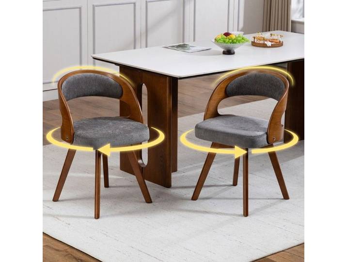 Siège pour salle à manger - Chaise pivotante moderne - Pivotante 360° - Revêtement lin gris - Capacité 150 kg
