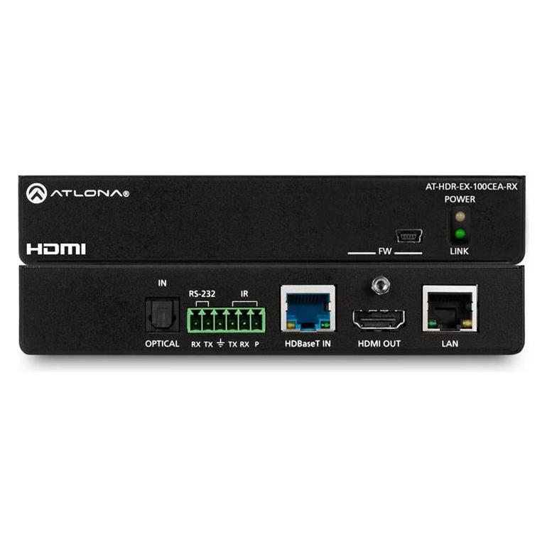Atlona 4K HDR Receiver w/IR, RS-232, Ethernet, and PoE. (AT-HDR-EX-100CEA-RX)