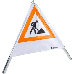 Dönges, Sicherheitskennzeichnung, Faltsignal, 700 mm, Tagesleuchtfarbe, Symbol Baustelle (Zeichen 123)