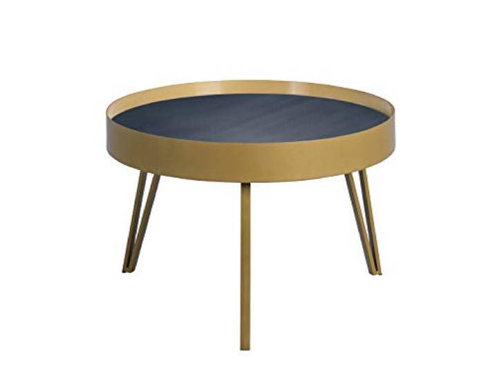 M2 Kollektion Tom 2 Couchtisch/Sofatisch, Metall, schwarz, Gold, Durchmesser=60, Höhe=41cm