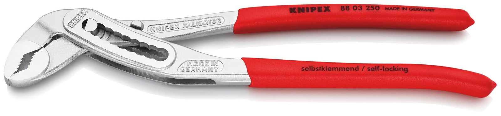 Knipex Waterpomptang Alligator Model 88 03 250 Verchroomd met Kunststof Coating Handgrepen Lengte: 250 mm