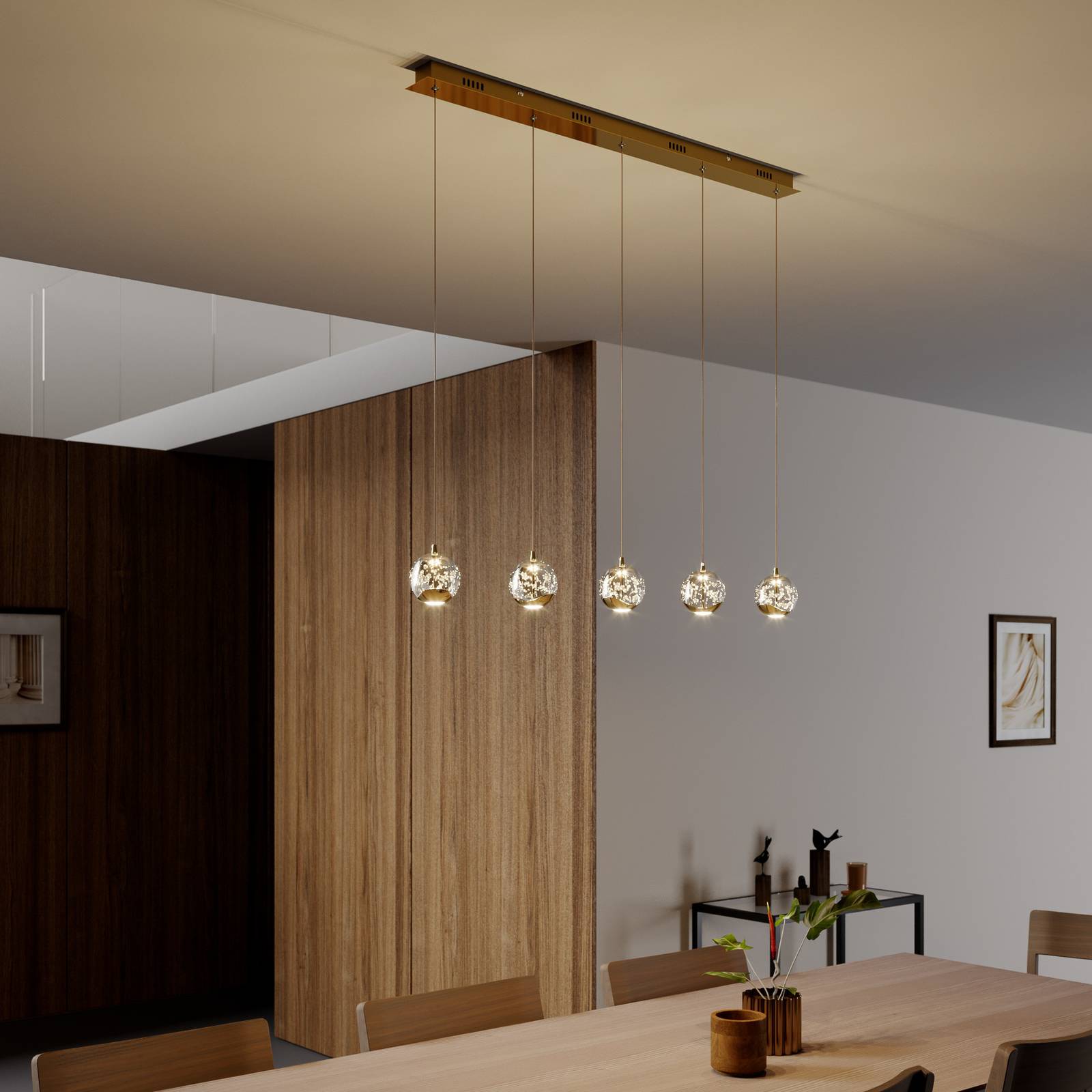 Glass Pendant Light Hayley Lucande, Clear / transparent, Living / Dining Room, Glass, Modern, Ceiling Light