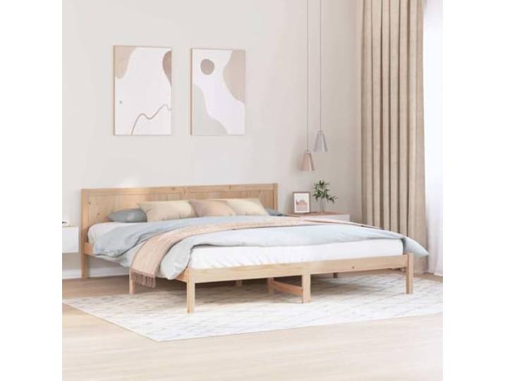 YUTAASU Bettgestell Braun 200 x 200 cm Massivholz Kiefer Mit Kopfteil, Rechteckige Form, Einfache Montage, Modernes Design, Pflegeleicht