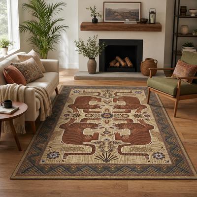 Garvee Vintage Tiger Floral Oriental Area Rug