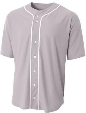 A4 N4184 Athletic Ss Full Button Baseball Top in Grey size 2XL   Cotton/Polyester Blend A4N4184