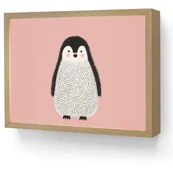 WANDLEUCHTE MIT AKKU Pinguin - Punkte - Minimalistisch - Rosa LED 40x30 cm Wandlampe