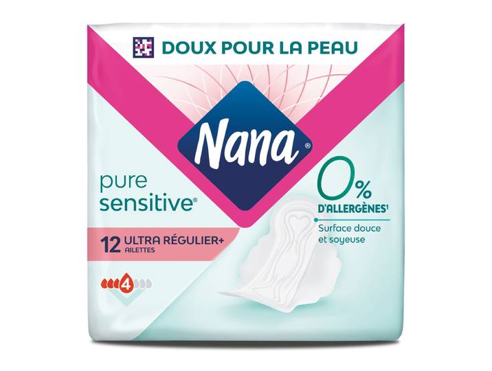 Nana PureSensitive Serviettes Hygiéniques avec Ailettes Normal - 12 Unités