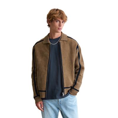Cardigan MARC O'POLO DENIM "aus weichem Bio-Baumwoll-Chenille", Herren, Gr. XXL, cold taupe, Obermaterial: 88% Baumwolle, 12% Polyamid, unifarben, regular fit, Rippbündchen, Strickjacken
