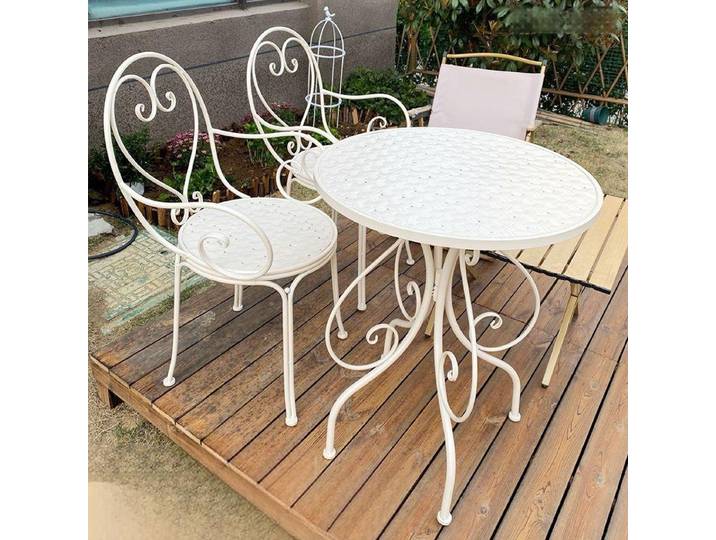 Combinaison de table et chaise de jardin pastorale nordique, cour extérieure, café, loisirs, ensemble de table de démontage en fer forgé