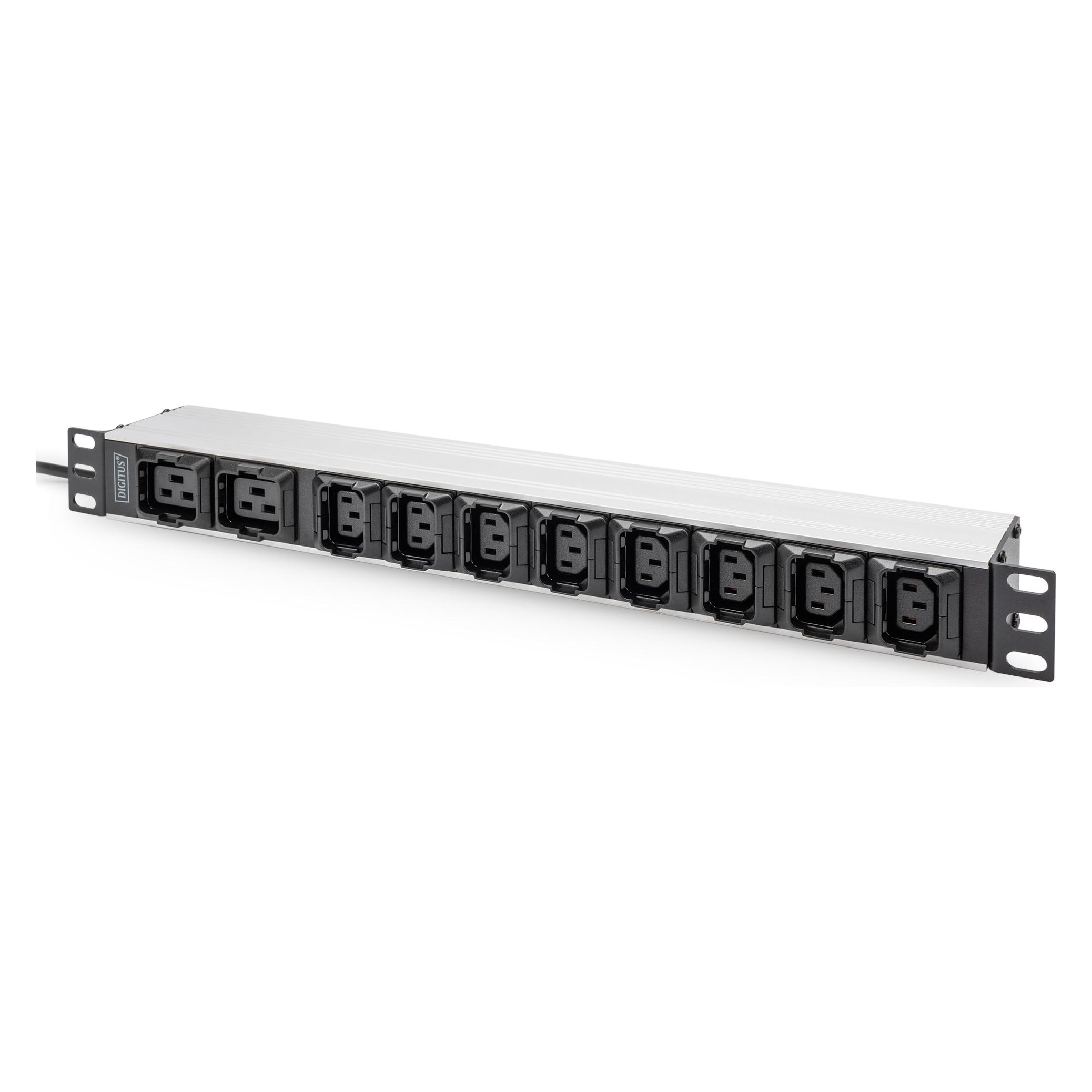 Digitus Steckdosenleiste mit Aluminiumprofil, 10-fach, 2 m Zuleitung, IEC C20 Stecker (DN-95427)