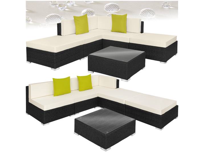 Rattan Lounge mit Aluminiumgestell Paris - schwarz