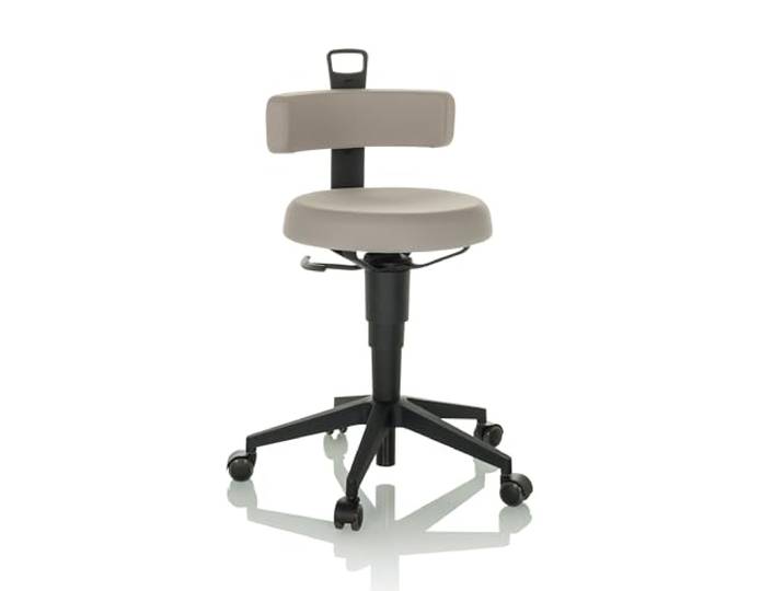 hjh OFFICE Chaise d'équilibre réglable en Hauteur Top Work Flex Tabouret de Travail Mobile avec Dossier\, Tissu Gris