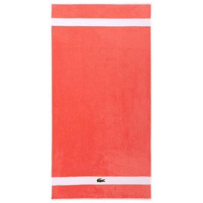 Duschtuch LACOSTE "LCASUAL", rot (papaye), B:70cm L:140cm, Frottier, Obermaterial: 100% Baumwolle, Handtücher, mit Label-Applikationen und Bordüre