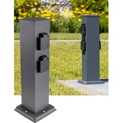 ChiliTec Steckdosensäule 4-fach, IP44, Anthrazit 250V~/ 16A, 13x13x40cm