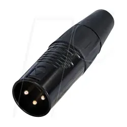 REAN RC3M-B - XLR Kabelstecker 3-polig, schwarz verchromtes Gehäuse